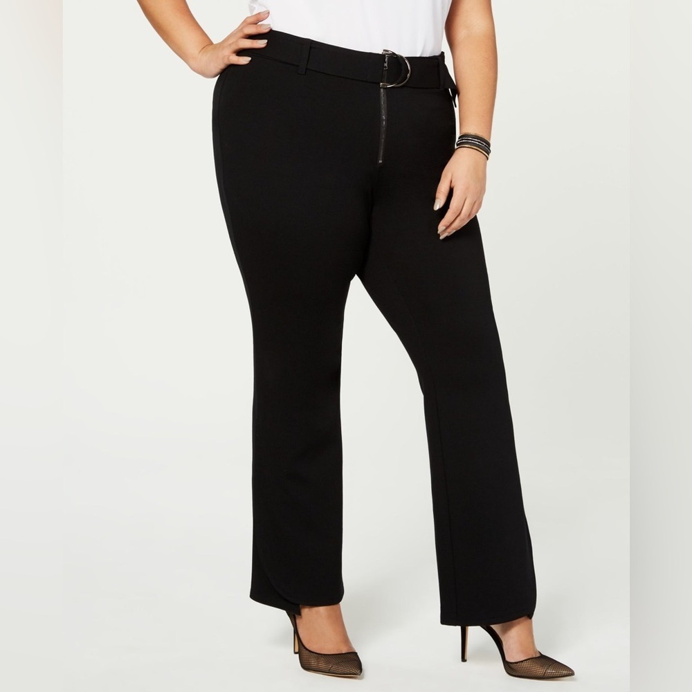 International Concepts Petite Plus Size Belted Ponte Bootcut Pants Black 14WP